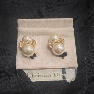 Dior Gold and Cream Pearl Earrings